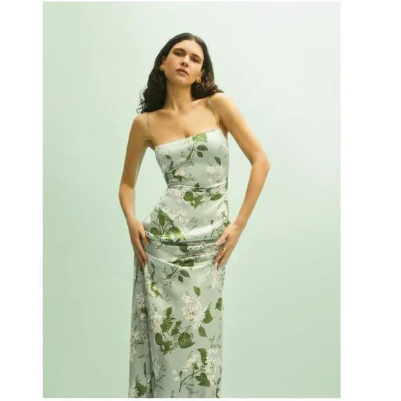 Reformation Frankie Silk Dress - Tea Garden - Picture 7 of 16